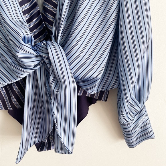 Zara Blue Striped Wrap Bodysuit, Size M - Picture 5 of 14